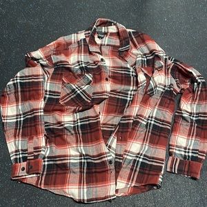 Lightweight, red, black and white flannel
